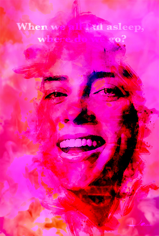 Digital bearbeitetes und in Pinktönen gestaltetes Porträt der US-amerikanischen Singer- und Songwriterin Billie Eilish.